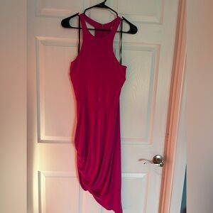 bebe Fuchsia Asymmetrical Dress